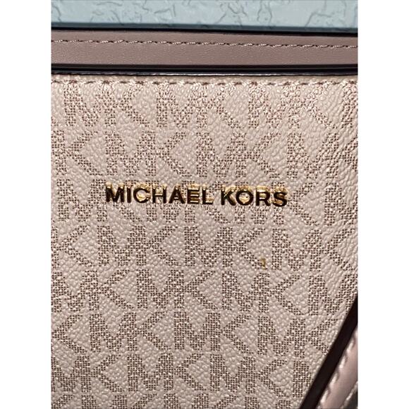 Michael Kors Voyager Tote Signature MK Logo Large Shoulder Bag Purse Rose Gold - Picture 10 of 14